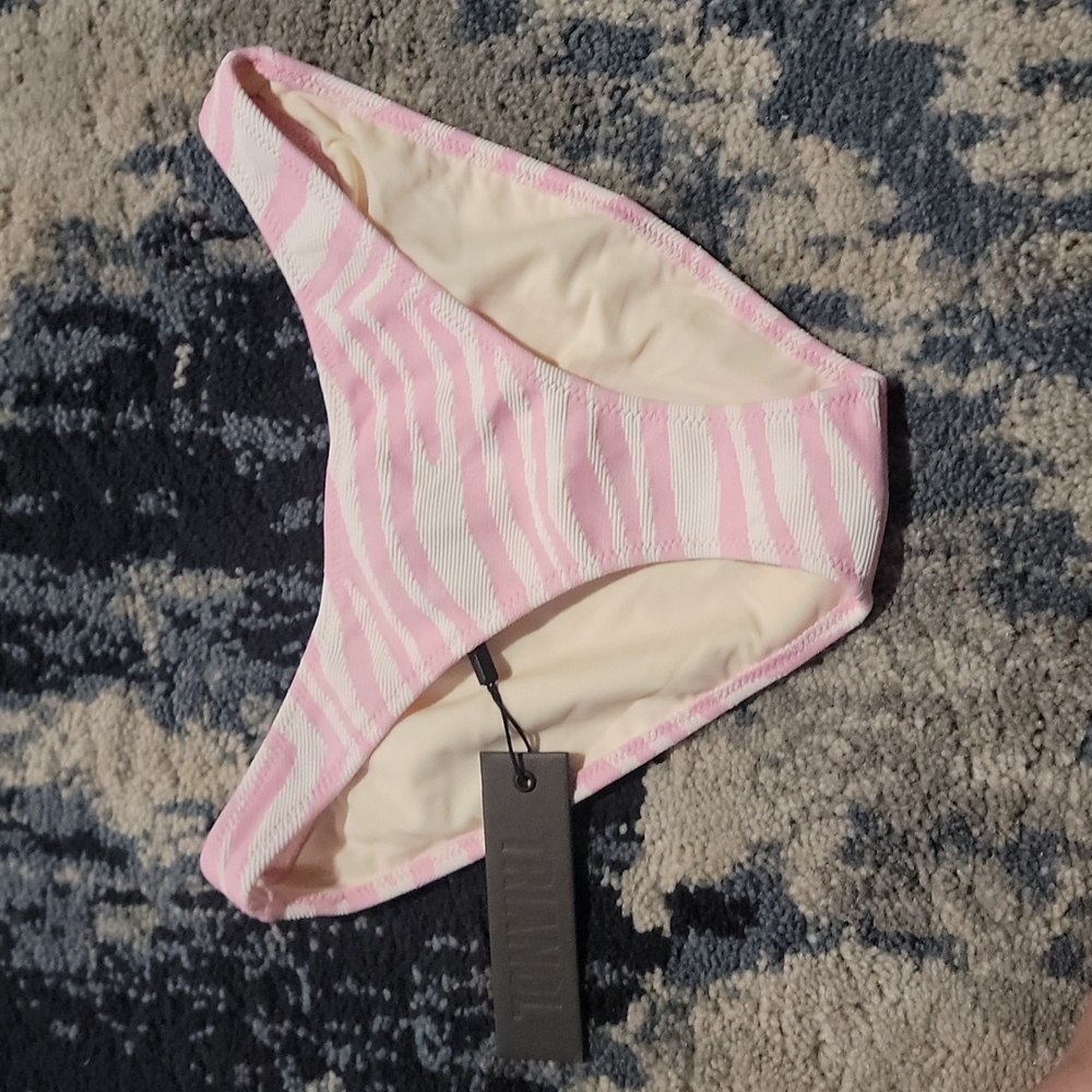Pink zebra normal swimsuit bottoms.